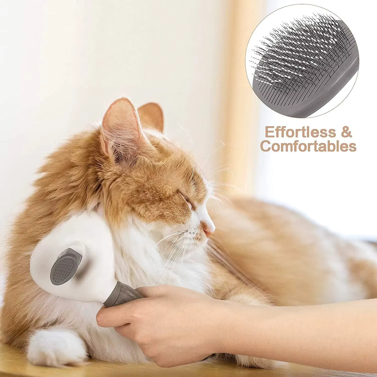 Cat being brushed with massage pet brush