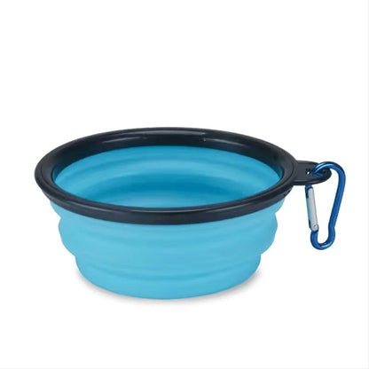 Collapsible travel bowl for dogs in blue