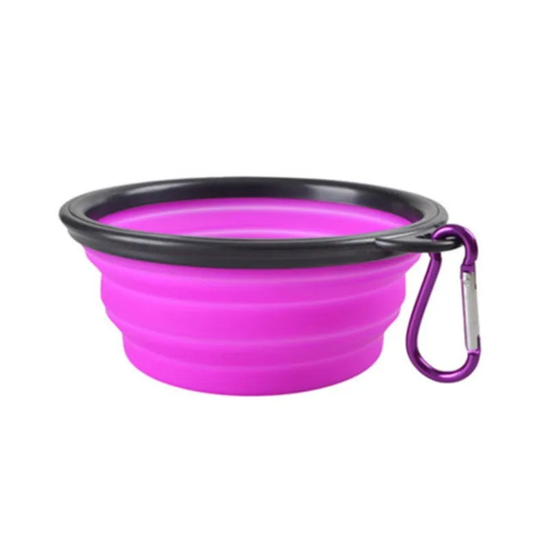 Collapsible travel bowl for dogs in purple