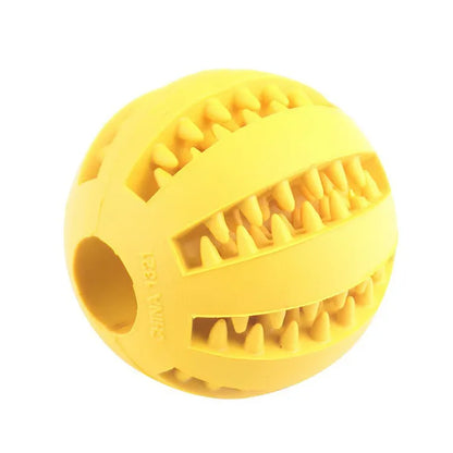 Interactive treat ball dog toy in yellow