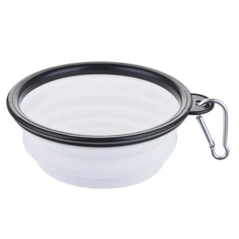 Collapsible travel bowl for dogs in white