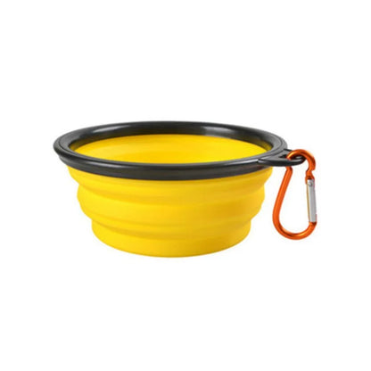 Collapsible travel bowl for dogs in yellow