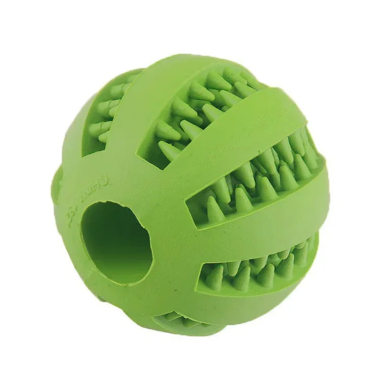 Interactive treat ball dog toy in green