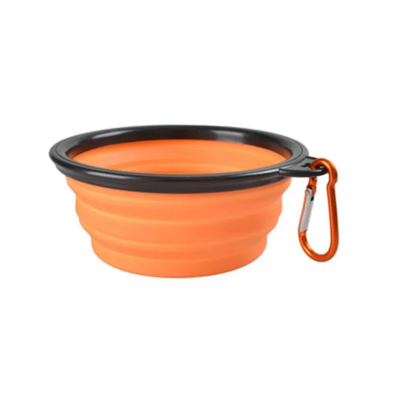 Collapsible travel bowl for dogs in orange
