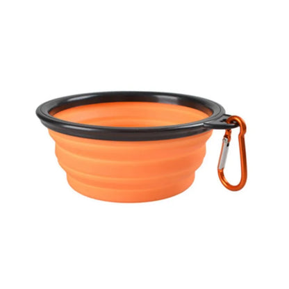 Collapsible travel bowl for dogs in orange