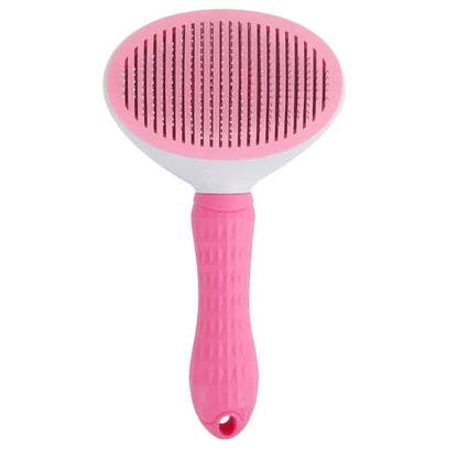 Self-cleaning pet grooming brush in  pink