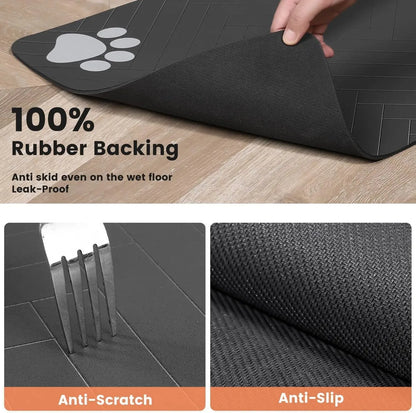 Absorbent pet mat non-slip rubber backing close-up