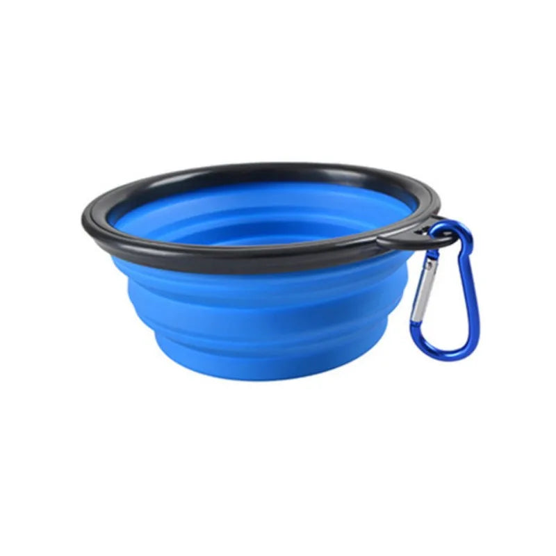 Collapsible travel bowl for dogs in dark blue