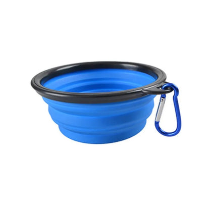 Collapsible travel bowl for dogs in dark blue