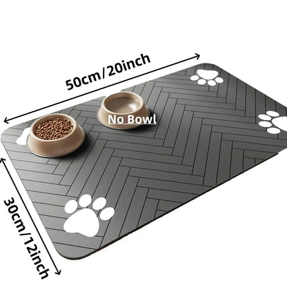 Absorbent pet feeding mat 50 by 30 cm with bowl