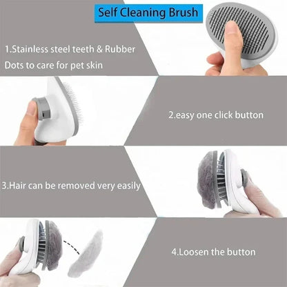 Self-cleaning grooming brush features explained