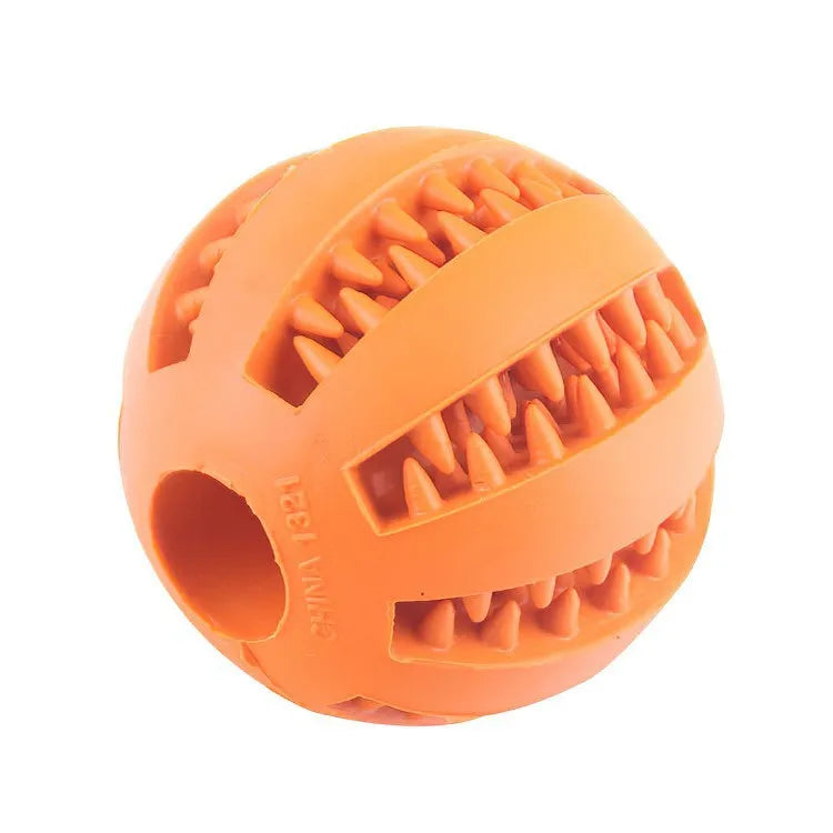 Interactive treat ball dog toy in orange