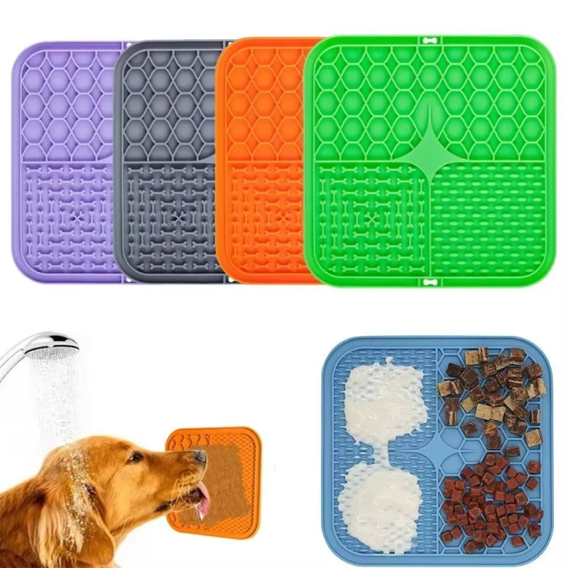 Silicone pet feeding mat texture close-up