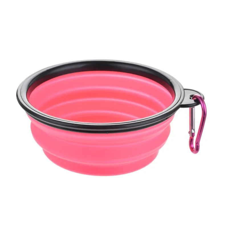 Collapsible travel bowl for dogs in pink