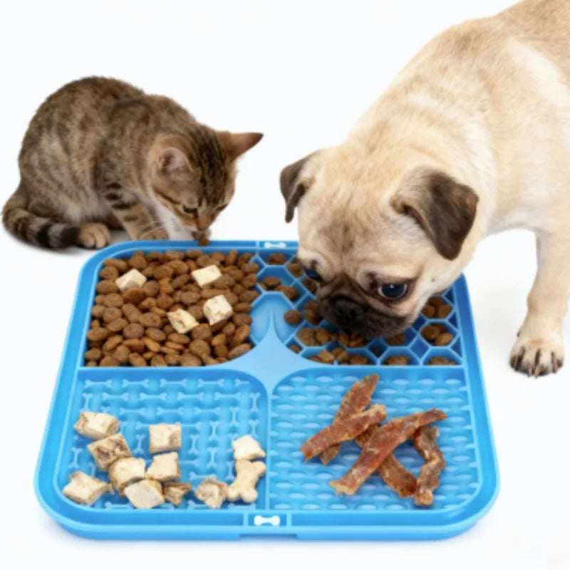 Silicone pet feeding mat suction cups on bathtub wall
