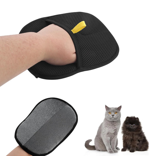 Pet hair removal glove worn on hand