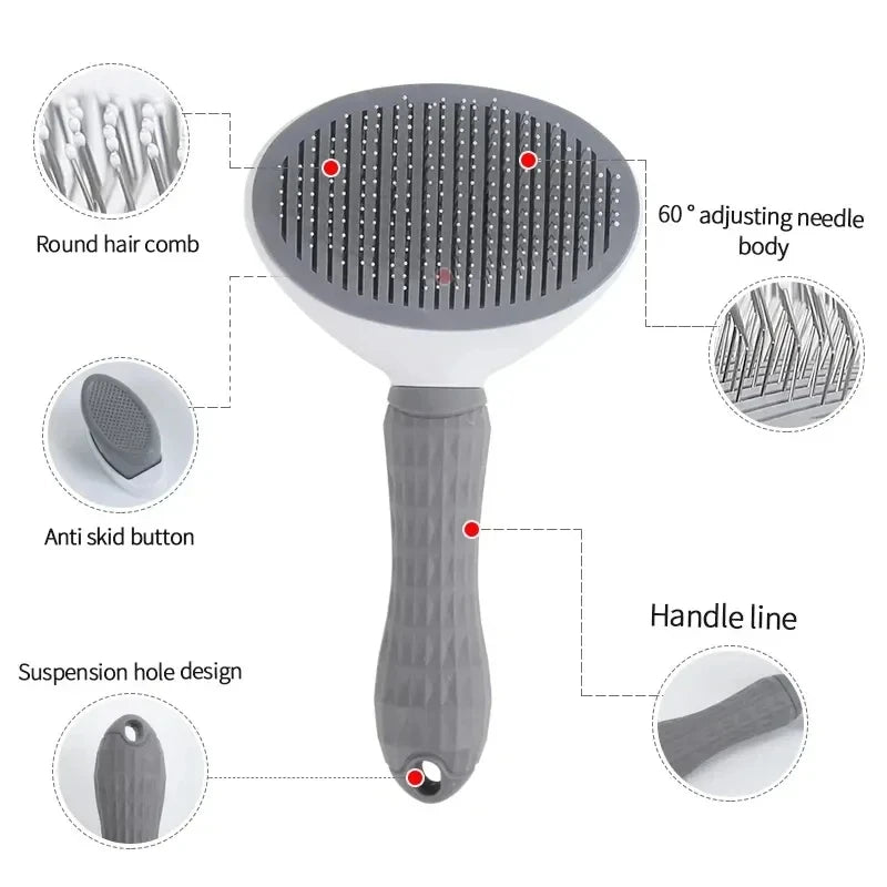 Self-cleaning grooming brush features explained